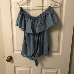 Denim off the shoulder top, size medium, like new.